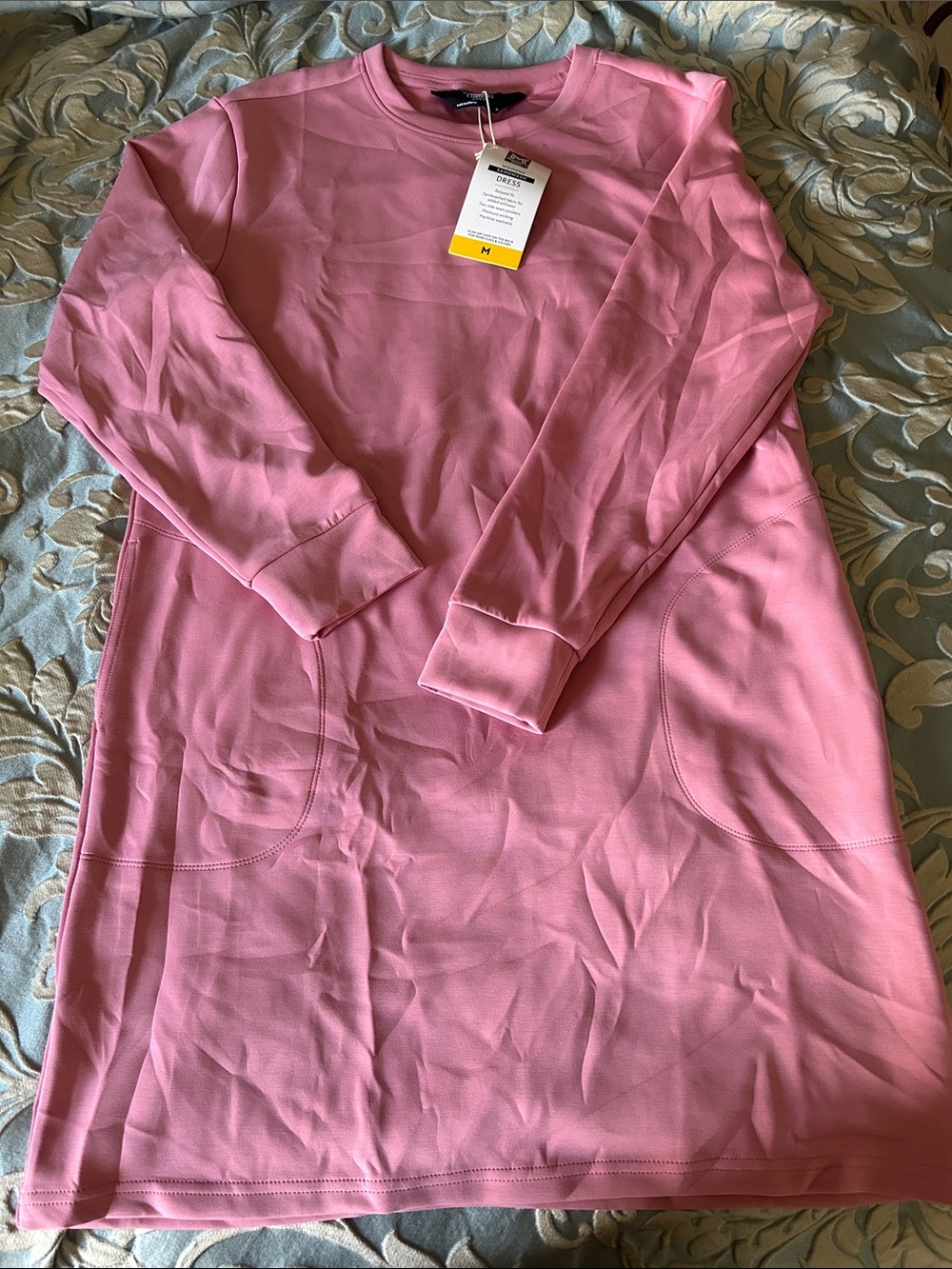 Women's Pink Long-Sleeve Dress -M